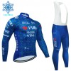 Fietskleding (Fietsshirt Lange Mouw + Lange Koersbroek) 2024 Team Jumbo-Visma Lease A Bike Winter Thermal Fleece - Blauw